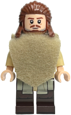 sw1334a Qui-Gon Jinn - Dark Brown Legs, Poncho, Reddish Brown Beard