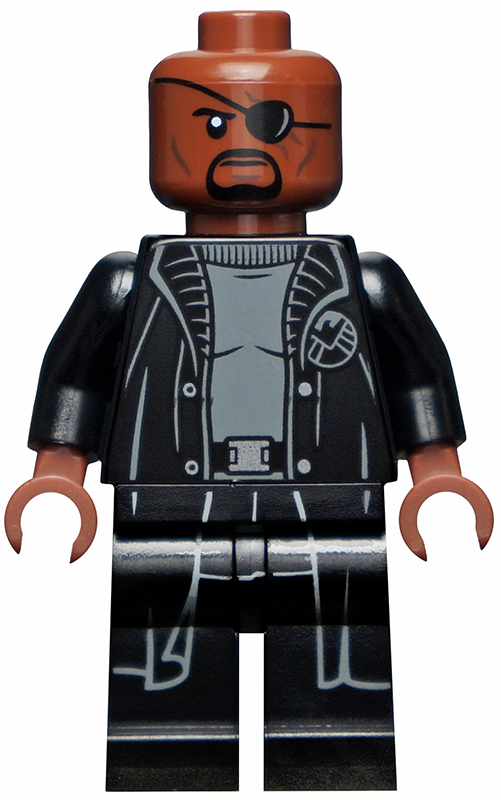 sh0585a Nick Fury - Gray Sweater and Black Trench Coat, Shirt Tail