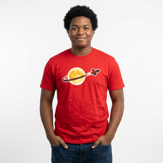Retro Rocket Moon T‑Shirt — Vintage Space Travel Tee