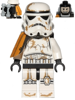 sw0364 Sandtrooper - Orange Pauldron, Survival Backpack, Dirt Stains, Balaclava Head Print and Helmet with Dotted Mouth Pattern